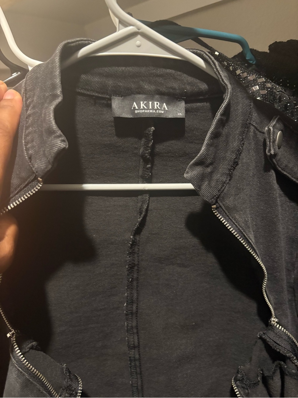 AKIRA Black Distressed Moto Jacket